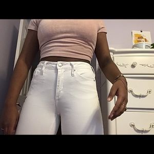 White Cropped Jeans with embroidery | 2/$15🎊